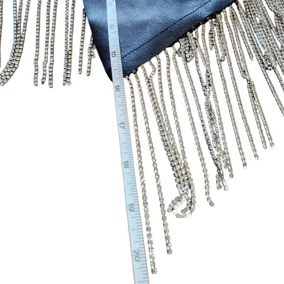 Hot & Delicious cropped vest faux leather rhinestone fringe size M - Picture 8 of 8